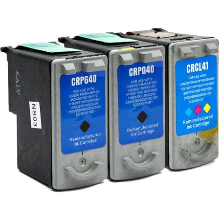 3 Pack Canon PG-40 & CL-41 Remanufactured Ink Cartridges