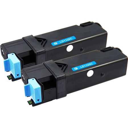 2 stuks Dell 593-10259 (KU051) toner cyaan hoge capaciteit (Ink Hero Huismerk)
