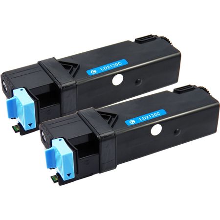 Dell 2130cn 2135cn Cyan Compatible High-Yield Toner Cartridges 2-Pack