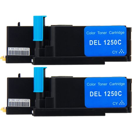 Dell 1250, 1350, 1355, C1760, C176 Cyan Compatible High-Yield Toner Cartridges 2-Pack