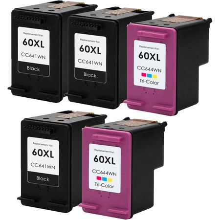 Pack de 5 HP 60XL cartouches d'encre remanufacturées haute capacité

