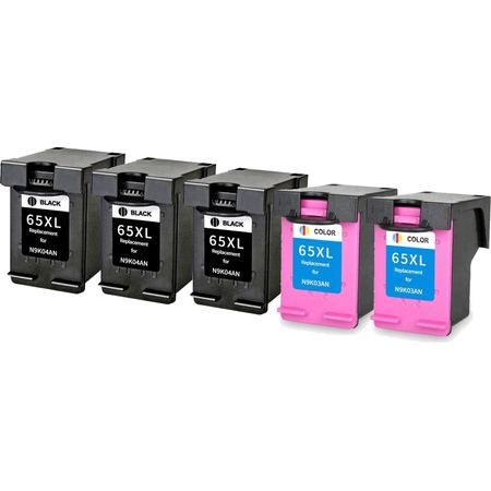 5 Pack HP 65XL High-Yield Remanufactured Ink Cartridges