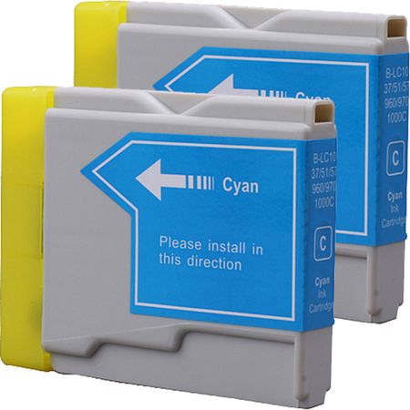 2 Pack Brother LC37C Cyan Compatible Ink Cartridges