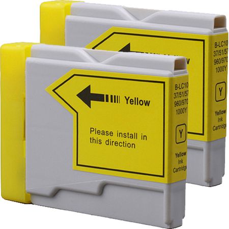 2 Pack Brother LC37Y Yellow Compatible Ink Cartridges