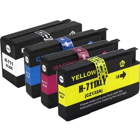 Pack de 4 HP 711XL & 711 cartouches d'encre remanufacturées
