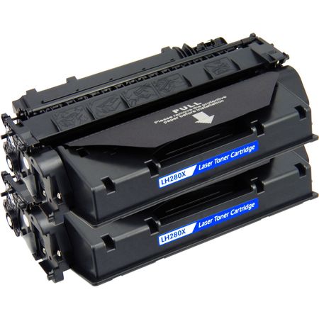2 Pack HP 80X Black Compatible High Yield Toner Cartridge (CF280X)