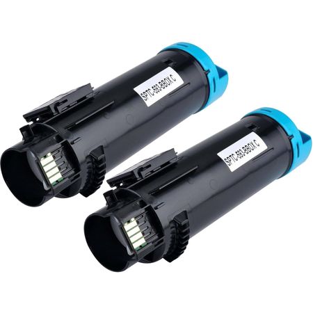 2 Pack Dell H625, H825, S2825 Cyan Compatible High-Yield Toner Cartridges