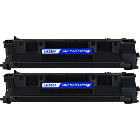 2 Pack HP 80A Black Compatible Toner Cartridge (CF280A)