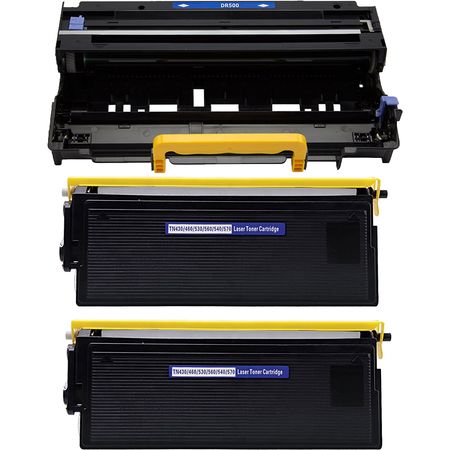 3 Pack Brother TN560 & DR500 High Yield Black Compatible toner and Drum Set (Replaces TN530)