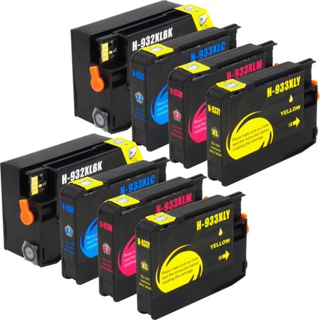 8 Pack HP 932XL & 933XL High-Yield Compatible Ink Cartridges