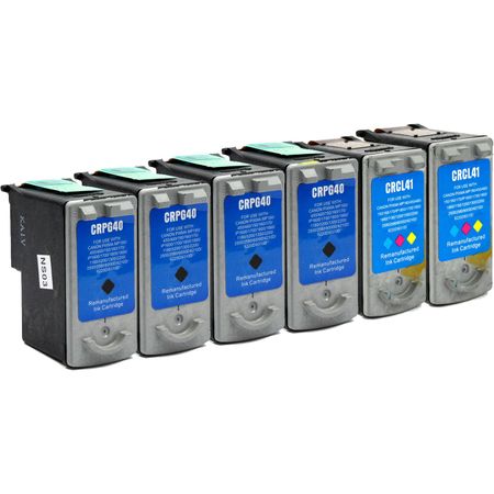 6 Pack Canon PG-40 & CL-41 Remanufactured Ink Cartridges