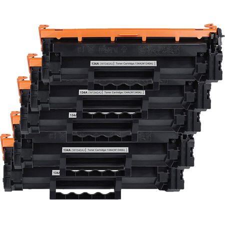 5 Pack HP 134A Black Compatible Toner Cartridge (W1340A)