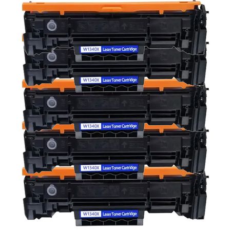 5 Pack HP 134X Black Compatible High-Yield Toner Cartridge (W1340X)
