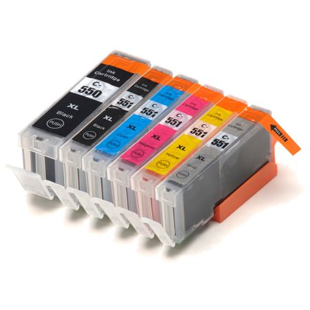 6 Pack Canon PGI-550XL & CLI-551XL Compatible High-Yield Ink Cartridges