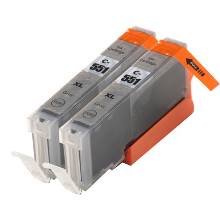 2 Pack Canon CLI-551XL Compatible Gray High-Yield Ink Cartridges
