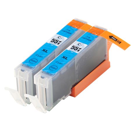 2 Pack Canon CLI-551XL Cyan Compatible High-Yield Ink Cartridges