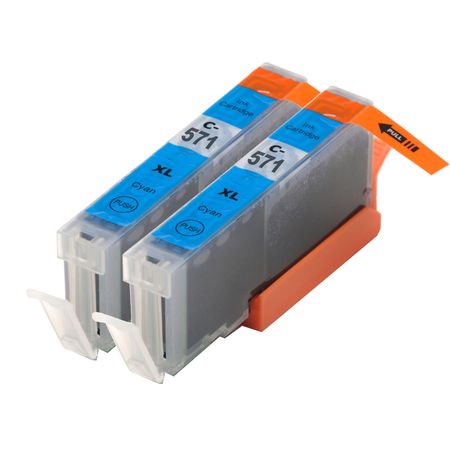 2 stuks Canon CLI-571XL inktcartridges cyaan hoge capaciteit (Ink Hero Huismerk)