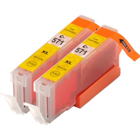 2 stuks Canon CLI-571XL inktcartridges geel hoge capaciteit (Ink Hero Huismerk)