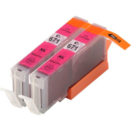 2 Pack Canon CLI-671XL Magenta Compatible High-Yield Ink Cartridges