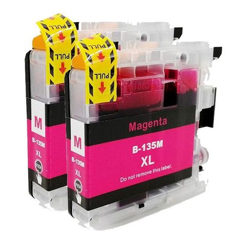2 Pack Brother LC135M Magenta Compatible Super High-Yield Ink Cartridges