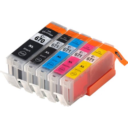 5 Pack Canon PGI-670XL & CLI-671XL Compatible High-Yield Ink Cartridges