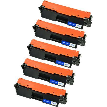 5 Pack HP 17A Black Compatible Toner Cartridges (CF217A)