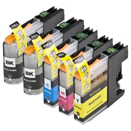 Pack de 5 Brother LC123 (LC121) cartouches d'encre compatibles haute capacité (Ink Hero)