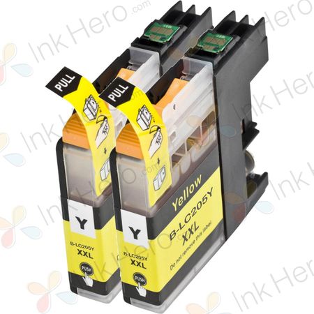 Pack de 2 Brother LC205Y cartouches d'encre compatibles super haute capacité jaune
